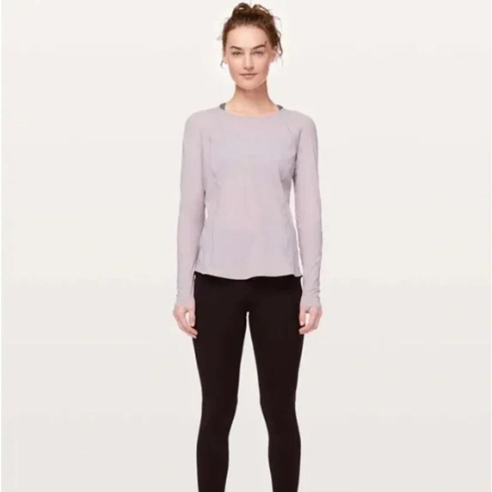 Lululemon Powdered Mauve Mesh Long Sleeve Sculpt Top - Sz 4 - Picture 7 of 7